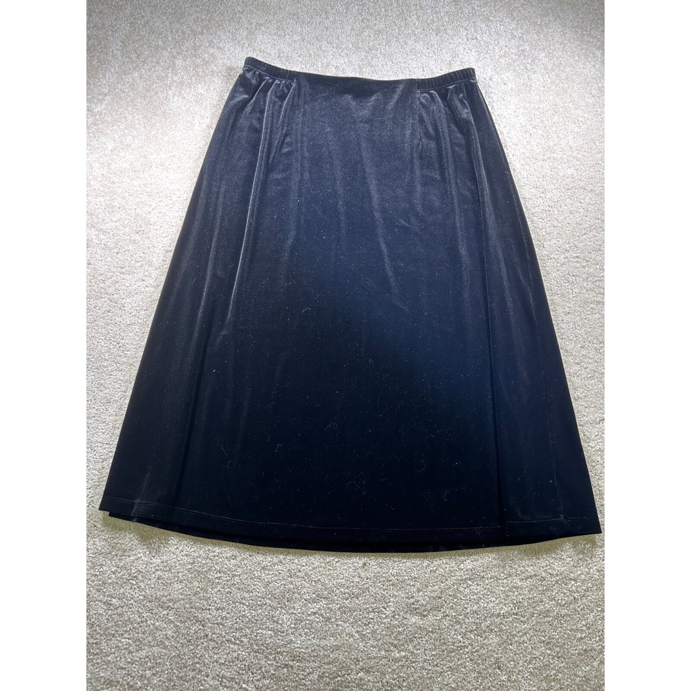 White Stag Womens Size Xl (16-18) Black Velvet‎ Maxi Skirt Withcy Goth Grunge
